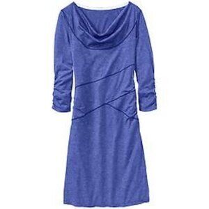 Athleta Ukiah Turquoise Blue Cowl Neck Seamed Dress XXS 2XS Periwinkle